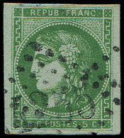 EMISSION DE BORDEAUX - 42Bh  5c. Vert, R II, Obl. GC 4255, Très Bien Margé, TTB - 1870 Ausgabe Bordeaux