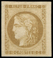 (*) EMISSION DE BORDEAUX - 43Ab 10c. Bistre-VERDATRE, R I, Petit Bdf, TB - 1870 Ausgabe Bordeaux