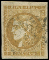 EMISSION DE BORDEAUX - 43Bb 10c. Bistre-VERDATRE, R II, Oblitéré GC, TB. C - 1870 Ausgabe Bordeaux