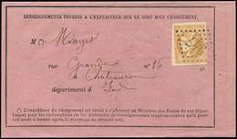 Let EMISSION DE BORDEAUX - 43B  10c. Bistre-jaune, R II, Effl. En Angle, Obl. GC 947 De CHATEAUROUX 4/71 S. Avis Rose De - 1870 Ausgabe Bordeaux