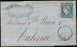 Let EMISSION DE BORDEAUX - 44B  20c. Bleu T I, R II, Obl. GC 3011 S. LAC, Càd T16 LE POUZIN (12/70), Superbe - 1870 Ausgabe Bordeaux