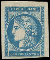 * EMISSION DE BORDEAUX - 45A  20c. Bleu, T II, R I, Grande Fraîcheur Et Marges énormes, Inf. Ch., TTB. C - 1870 Ausgabe Bordeaux