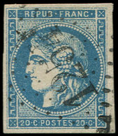 EMISSION DE BORDEAUX - 45A  20c. Bleu, T II, R I, Obl. GC 1254, TTB - 1870 Ausgabe Bordeaux