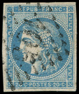 EMISSION DE BORDEAUX - 45A  20c. Bleu, T II, R I, Obl., TB - 1870 Ausgabe Bordeaux