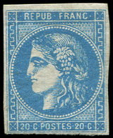 * EMISSION DE BORDEAUX - 46B  20c. Bleu, T III, R II, TB. C - 1870 Ausgabe Bordeaux