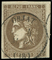 EMISSION DE BORDEAUX - 47   30c. Brun, Obl. Càd T16 OBJAT, TTB - 1870 Emission De Bordeaux