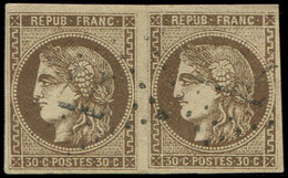 EMISSION DE BORDEAUX - 47   30c. Brun, PAIRE Obl. GC Léger 777, TTB - 1870 Ausgabe Bordeaux