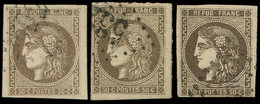 EMISSION DE BORDEAUX - 47   30c. Brun, 3 Nuances Obl. GC, Impressions Du Nez Différentes (pointu, Busqué, Retroussé), TB - 1870 Ausgabe Bordeaux