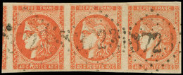 EMISSION DE BORDEAUX - 48   40c. Orange, BANDE De 3 Obl. GC 3723 De St Lô, TTB - 1870 Ausgabe Bordeaux