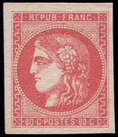 (*) EMISSION DE BORDEAUX - 49e  80c. Saumon, Inf. Paille D'origine Mais Marges énormes, Aspect Superbe, Certif. Scheller - 1870 Ausgabe Bordeaux