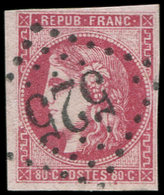 EMISSION DE BORDEAUX - 49   80c. Rose, Nuance Soutenue, Obl. GC 532, TB/TTB. S - 1870 Emission De Bordeaux