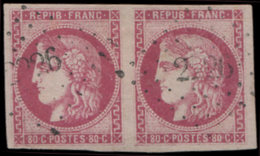 EMISSION DE BORDEAUX - 49   80c. Rose, PAIRE Obl. PC Du GC 2226, TTB. C - 1870 Ausgabe Bordeaux