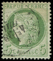 CERES DENTELE - 53e   5c. Vert-jaune, Filigrane LACROIX, Obl., TB, Certif. Calves - 1871-1875 Cérès