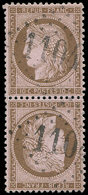 CERES DENTELE - T58c 10c. Brun Sur Rose, TETE BECHE, Obl. GC 1104, TTB. C - 1871-1875 Cérès