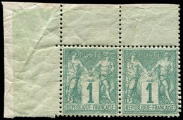 ** TYPE SAGE - 61    1c. Vert, PAIRE Cdf Très Bien Centrée, TTB - 1876-1878 Sage (Type I)