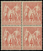 ** TYPE SAGE - 70   40c. Rouge-orange, BLOC De 4, Inf. Adh. S. La Paire Supérieure, TB - 1876-1878 Sage (Typ I)