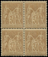 ** TYPE SAGE - 80   30c. Brun-jaune, BLOC De 4, TB - 1876-1878 Sage (Type I)