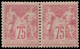 * TYPE SAGE - 81   75c. Rose, PAIRE, Inf. Trace De Ch., Quasi **, TB - 1876-1878 Sage (Typ I)