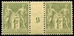 * TYPE SAGE - 82    1f. Olive Clair, PAIRE Mill.9, TB - 1876-1878 Sage (Type I)