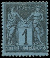 * TYPE SAGE - 84    1c. Noir Sur BLEU De PRUSSE, Très Jolie Nuance, TB. C Et Br¨ - 1876-1878 Sage (Type I)