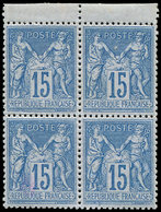 ** TYPE SAGE - 90   15c. Bleu, BLOC De 4 Très Bien Centré, TB - 1876-1878 Sage (Type I)