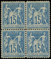 ** TYPE SAGE - 90f  15c. Bleu, FAUX De Châlons, BLOC De 4, TB - 1876-1878 Sage (Type I)