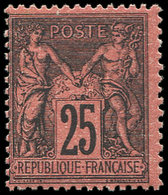 ** TYPE SAGE - 91   25c. Noir Sur Rouge, Très Frais, TB, Certif. JF Brun - 1876-1878 Sage (Type I)