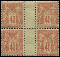 * TYPE SAGE - 94   40c. Rouge-orange, BLOC De 4 Interp., Bien Centré Et TB - 1876-1878 Sage (Type I)