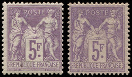 * TYPE SAGE - 95    5f. Violet Sur Lilas, 2 Nuances, TB - 1876-1878 Sage (Type I)