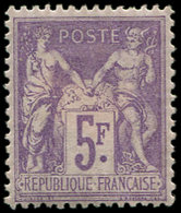* TYPE SAGE - 95f   5f. Lilas Vif, Ch. Un Peu Forte, Bon Centrage, Frais Et TB - 1876-1878 Sage (Type I)