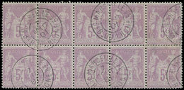 TYPE SAGE - 95    5f. Violet Sur Lilas, BLOC De 10 Consolidé, Obl. Càd MARSEILLE 7/8/01, TB - 1876-1878 Sage (Type I)