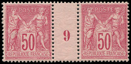 ** TYPE SAGE - 98   50c. Rose, PAIRE Mill.9, Un Ex. *, Frais Et TB - 1876-1878 Sage (Type I)