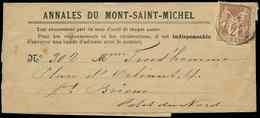 Let TYPE SAGE SUR LETTRES - N°85 Obl. MONT St MICHEL 1885 S. Bande Complète ANNALES Du MONT SAINT MICHEL, R, TB - 1877-1920: Période Semi Moderne