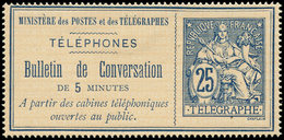 (*) TELEPHONE - Téléphone 3 : 25c. Bleu Sur Chamois, TB - Télégraphes Et Téléphones