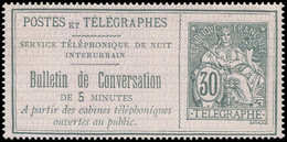 (*) TELEPHONE - Téléphone 8a : 30c. Gris Sur Violet Pâle, TB, Cote Et N° Maury - Télégraphes Et Téléphones