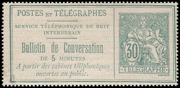 (*) TELEPHONE - Téléphone 8A : 30c. Vert Sur Gris-violet, TB, Cote Et N° Maury - Telegraphie Und Telefon