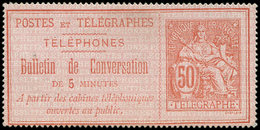 (*) TELEPHONE - Téléphone 9 : 50c. Rouge Sur Rose, TB - Télégraphes Et Téléphones