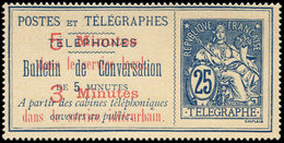 (*) TELEPHONE - Téléphone 13 : 25c. Bleu Sur Chamois, Surchargé, TB - Telegraphie Und Telefon