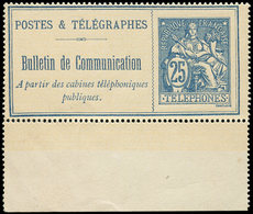 (*) TELEPHONE - Téléphone 16 : 25c. Bleu Sur Chamois, Bdf, Amorce De Découpe, TB - Télégraphes Et Téléphones