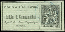 TELEPHONE - Téléphone 20a : 3f. Noir Sur Vert, NON DENTELE, Obl., TB - Télégraphes Et Téléphones