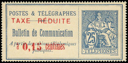 (*) TELEPHONE - Téléphone 21 : 0,15c. Sur 25c. Bleu Sur Chamois, TB - Telegraphie Und Telefon