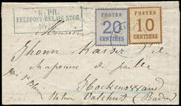 Let ALSACE-LORRAINE - 5 Et 6, 10c. Bistre-brun Et 20c. Bleu Obl. Cachet Bleu POSTES/EPINAL/1871 S. LAC, Cachet Bleu K:PR - Autres & Non Classés