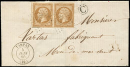 Let OBLITERATIONS PAR DEPARTEMENTS - 39/LANDES N°13A PAIRE Obl. PC 3322 S. LAC, Càd T15 TARTAS 5/6/60 Et Boite C De PONT - 1849-1876: Période Classique