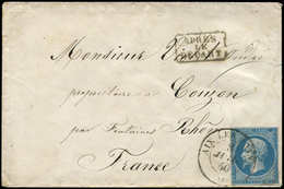 Let COMTE DE NICE Et DUCHE DE SAVOIE - Oblitérations Sur Timbres Français N°14A Obl. Càd Sarde AIX LES BAINS 8/7/60 Sur  - 1849-1876: Klassik