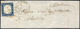 Let COMTE DE NICE Et DUCHE DE SAVOIE - Oblitérations Sur Timbres Sardes N°12 Obl. Càd Sarde BEAUFORT 9/4/59 S. LAC, Arri - 1849-1876: Klassik