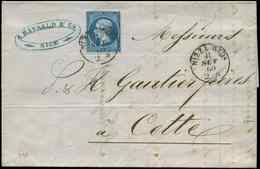 Let COMTE DE NICE Et DUCHE DE SAVOIE - Oblitérations Sur Timbres Français N°14A Obl. Càd SARDE NIZZA MARa 11/9/60 Répété - 1849-1876: Klassik