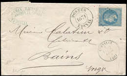 Let Guerre De 1870 -  N°29B Pet. Déf. Obl. GC S. LAC, Càd T16 EURVILLE 2/2/71, Cachet POSTES/EPINAL/1871, TB - Guerre De 1870