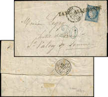 Let Guerre De 1870 -  N°37 Obl. Etoile Et Griffe TAXE ALLEMANDE D'Amiens S. LAC, Càd PARIS 1/7 18/2/71, Taxe 20 En Bleu  - Guerre De 1870