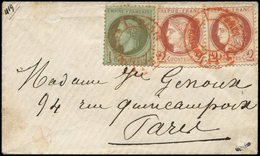 Let AFFRANCHISSEMENTS ET COMBINAISONS - N°25 Et 51 (2) Obl. Càd ROUGE PARIS IMPRIMES PP 2 Sans Date S. Env. Non Cachetée - 1849-1876: Période Classique