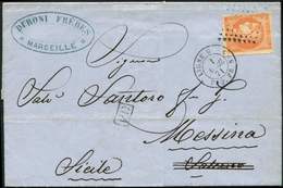 Let POSTE MARITIME - N°48 Obl. ANCRE S. LAC De Marseille, Càd LIGNE U PAQ. FR N°2 1/4/71, Arr. MESSINA, TTB - Schiffspost